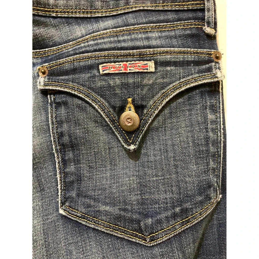 Hudson Beth Straight Jeans Womens 29 Blue Stretch Denim Flap Pockets Stretch Y2K - Picture 9 of 13